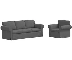 Sofa 2 pcs Tamsiai pilka Metalas