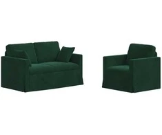Sofa Sofos komplektas 2 pcs Tamsiai žalia 138 x 78 x 80 cm Aksomas