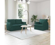 Sofa Sofos komplektas 2 pcs Tamsiai žalia 144 x 80 x 85 cm audinys