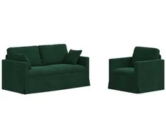 Sofa Sofos komplektas 2 pcs Tamsiai žalia 158 x 78 x 80 cm Aksomas