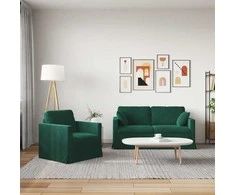 Sofa Sofos komplektas 2 vnt. Tamsiai žalia Aksomas