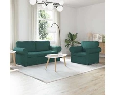 Sofa Sofos komplektas 2 pcs Tamsiai žalia 175 x 82 x 80 cm audinys