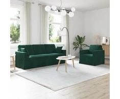 Sofa Sofos komplektas 2 pcs Tamsiai žalia 198 x 78 x 80 cm Aksomas