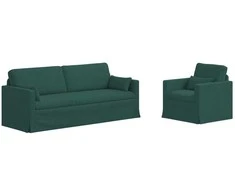 Sofa Sofos komplektas 2 pcs Tamsiai žalia 198 x 78 x 80 cm audinys