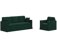 Sofa Sofos komplektas 2 pcs Tamsiai žalia 198 x 78 x 80 cm Aksomas
