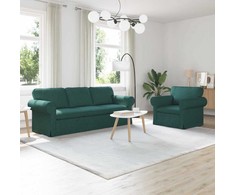 Sofa Sofos komplektas 2 pcs Tamsiai žalia 215 x 82 x 80 cm audinys