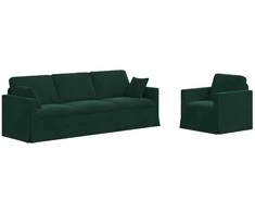 Sofa Sofos komplektas 2 pcs Tamsiai žalia 228 x 78 x 80 cm Aksomas