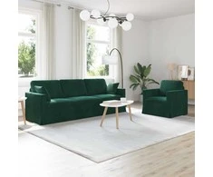 Sofa Sofos komplektas 2 pcs Tamsiai žalia 228 x 78 x 80 cm Aksomas