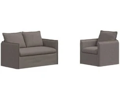 Sofa 2 pcs Taupe Metalas
