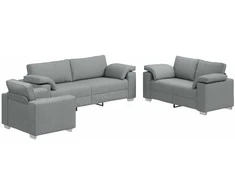 Sofa 3 pcs Šviesiai pilka 219 x 80 x 82 cm Lino mišinio audinys