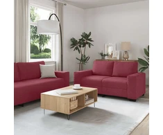 Sofa 3 dalių sofos komplektas su pagalvėlėmis, vyno raudonumo audinys