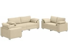 Sofa 3 pcs Kreminė 219 x 80 x 82 cm Lino mišinio audinys