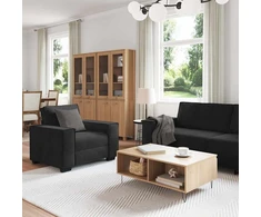 Sofa 3 dalių sofos komplektas su pagalvėlėmis, juodas aksomas