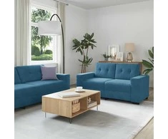 Sofa Sofos komplektas 3 pcs Mėlyna 221 x 80 x 80 cm Aksomas