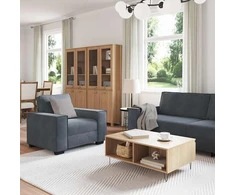 Sofa 3 dalių sofos komplektas su pagalvėlėmis, tamsiai pilkas, aksomas