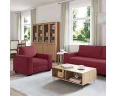 Sofa 3 dalių sofos komplektas su pagalvėlėmis, vyno raudonumo audinys