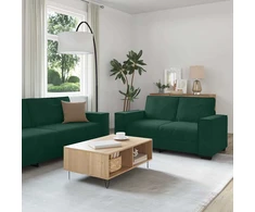 Sofa 3 dalių sofos komplektas su pagalvėlėmis, tamsiai žalias, aksomas