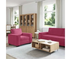 Sofa 3 dalių sofos komplektas su pagalvėlėmis, vyno raudonumo aksomas