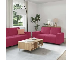 Sofa 3 dalių sofos komplektas su pagalvėlėmis, vyno raudonumo aksomas