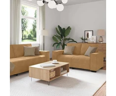 Sofa 3 dalių sofos komplektas su pagalvėlėmis, rudas aksomas
