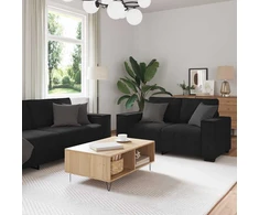Sofa 3 dalių sofos komplektas su pagalvėlėmis, juodas aksomas