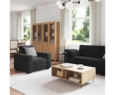 Sofa 3 dalių sofos komplektas su pagalvėlėmis, juodas aksomas
