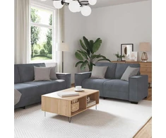 Sofa 3 dalių sofos komplektas su pagalvėlėmis, tamsiai pilkas, aksomas