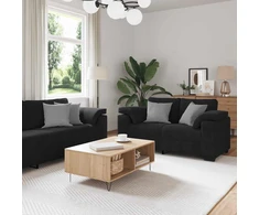 Sofa 3 dalių sofos komplektas su pagalvėlėmis, juodas aksomas