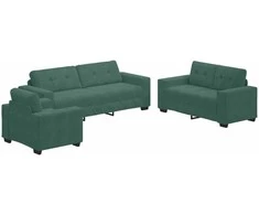 Sofa Sofos komplektas 3 vnt. Tamsiai žalia Aksomas