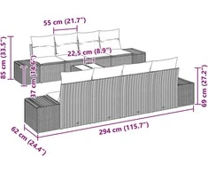 Sofa Sodo Sofų Rinkinys su pagalve 7 pcs Juoda poliratanas