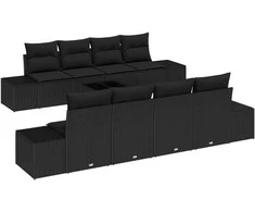 Sofa Sodo Sofų Rinkinys su pagalve 7 pcs Juoda poliratanas
