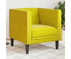 Sofa Chesterfield krėslas, geltonos spalvos, aksomas