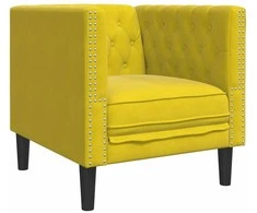 Sofa Chesterfield krėslas, geltonos spalvos, aksomas