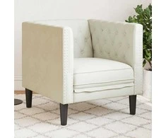Sofa Chesterfield krėslas, kreminės spalvos, aksomas