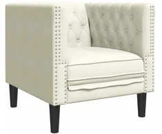 Sofa Chesterfield krėslas, kreminės spalvos, aksomas