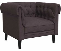 Fotelis Chesterfield krėslas, tamsiai rudos spalvos, audinys