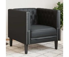 Sofa Chesterfield sofos kėdė juoda dirbtinė oda