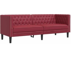 Sofa Chesterfield sofų komplektas, 2 dalių, raudonojo vyno spalvos