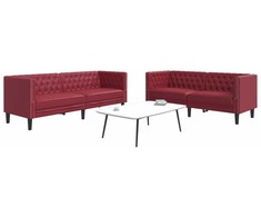 Sofa Chesterfield sofų komplektas, 2 dalių, raudonojo vyno spalvos
