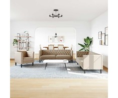 Sofa Chesterfield sofų komplektas, 3 dalių, kapučino, dirbtinė oda
