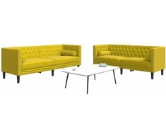 Sofa Chesterfield sofų komplektas su pagalvėlėmis, 2 dalių, geltonas