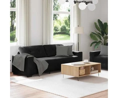 Sofa Dviejų dalių sofos komplektas su pagalvėlėmis, juodas aksomas