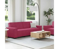 Sofa Dviejų dalių sofos komplektas su pagalvėlėmis, vyno raudonumo, aksomas