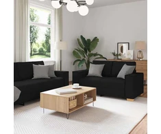 Sofa Dviejų dalių sofos komplektas su pagalvėlėmis, juodas audinys