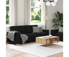 Sofa Dviejų dalių sofos komplektas su pagalvėlėmis, juodas audinys