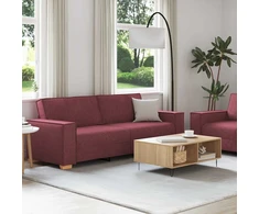 Sofa Dviejų dalių sofos komplektas su pagalvėlėmis, vyno raudonumo audinys