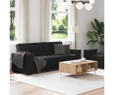 Sofa Dviejų dalių sofos komplektas su pagalvėlėmis, juodas aksomas