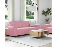 Sofa Dviejų dalių sofos komplektas su pagalvėlėmis, rožinis aksomas