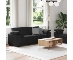 Sofa Dviejų dalių sofos komplektas su pagalvėlėmis, juodas aksomas
