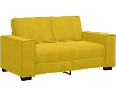 Sofa Dviejų dalių sofos komplektas su pagalvėlėmis, geltonas aksomas
